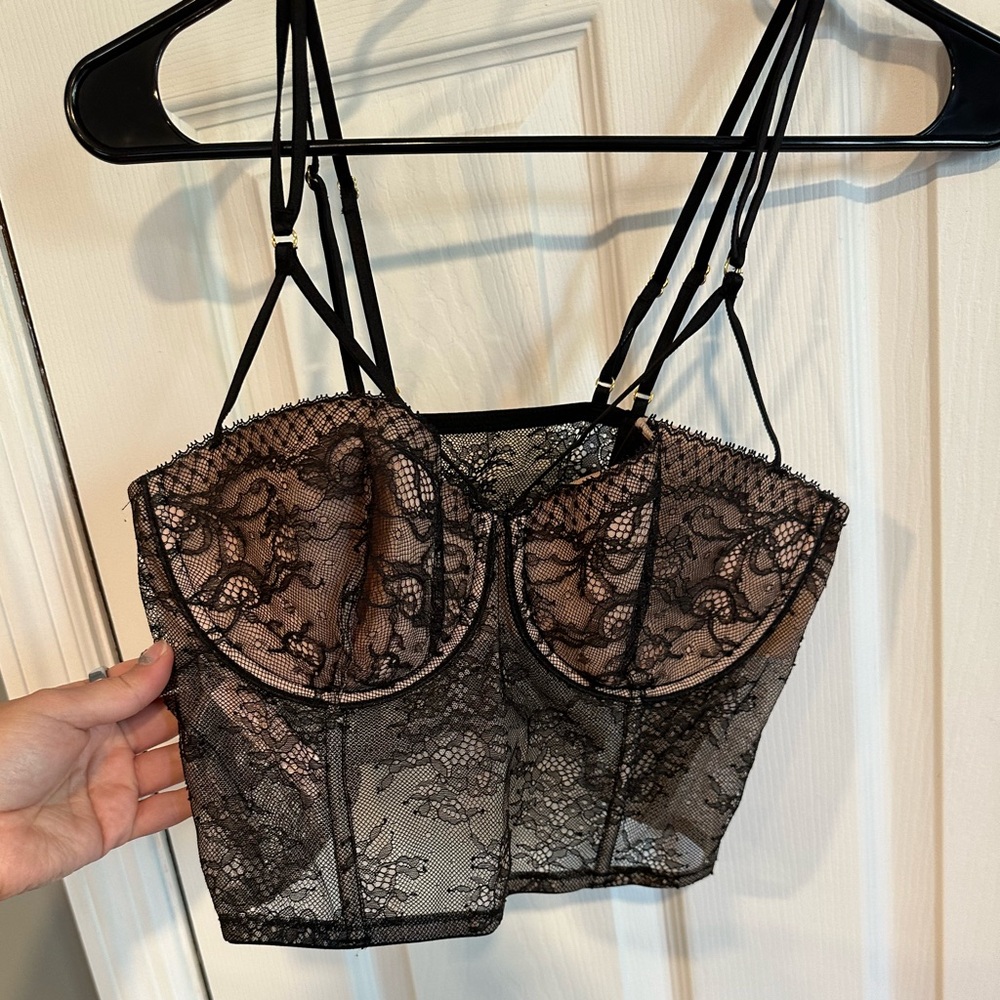NWT VS Black Lace Bustier